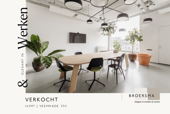 Broersma Werken & Wonen verkoopt kantoorruimte aan de Veemkade 330 in Amsterdam.