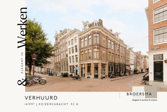 Broersma Werken verhuurd een kantoorruimte op de Keizersgracht aan Pure Boats B.V..