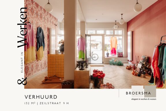 Namens particuliere eigenaren heeft Broersma Werken een smaakvolle winkelruimte in Oud-Zuid mogen verhuren.