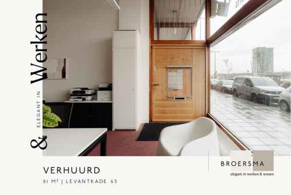 Kantoorruimte op het KNSM-eiland namens vertrekkend huurder verhuurd door Broersma Werken.