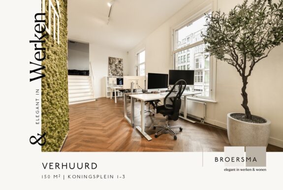 Broersma Werken verhuurt namens Woning Media Nederland een kantoorruimte in gebouw Kosmos aan het Koningsplein.