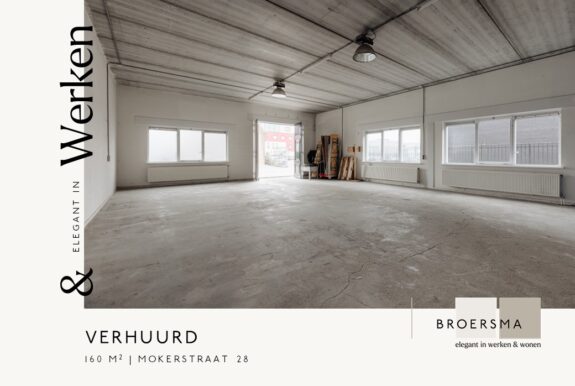 Namens Westerlengte Beheer B.V. heeft Broersma Werken een bedrijfs-/kantoorruimte in de Noordergasfabriek verhuurd.