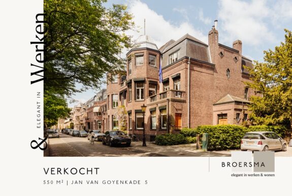 Broersma Werken & Wonen verkoopt kantoorvilla aan de Jan van Goyenkade 5 in Amsterdam.