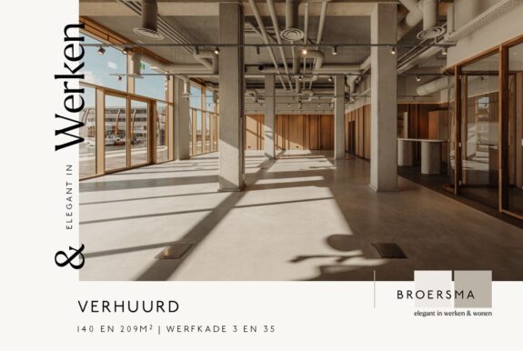 Broersma Werken verhuurt kantoorruimten in Het Havenblok op Nautisch NDSM.