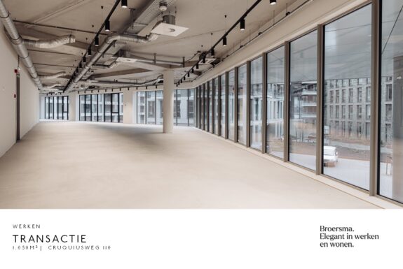 Broersma Werken verhuurt circa 1.050 m² aan de Cruquiusweg 110 in opdracht van Snapdragon B.V..