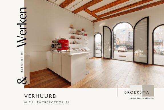 Namens een particuliere eigenaar heeft Broersma Werken een historisch pakhuis aan het Entrepotdok mogen verhuren.