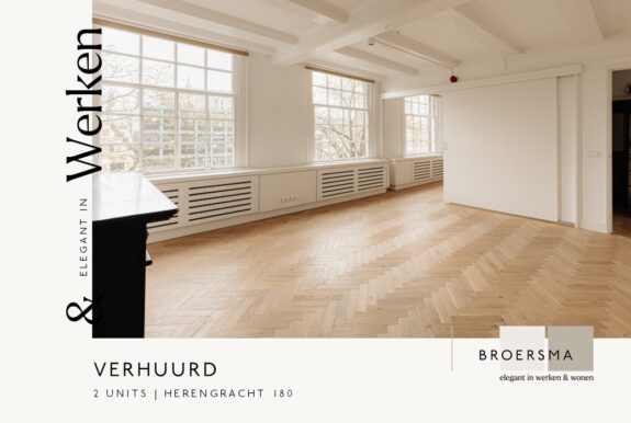 Broersma Werken verhuurd twee units in het monumentale kantoorgebouw Isaac aan de Herengracht 180.