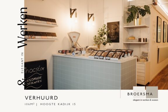 Namens een vastgoedinvesteerder heeft Broersma Werken deze charmante kantoor-/showroomruimte verhuurd aan een Amsterdamse rederij.