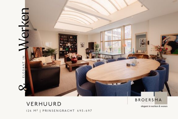 Broersma Werken verhuurd namens de vertrekkende huurder een kantoorruimte van 126 m² aan de Prinsengracht.