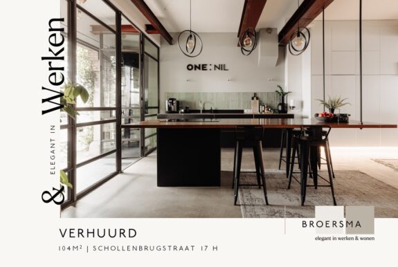 Namens vertrekkende huurder heeft Broersma Werken een kantoorruimte in de Weesperzijdebuurt mogen verhuren.