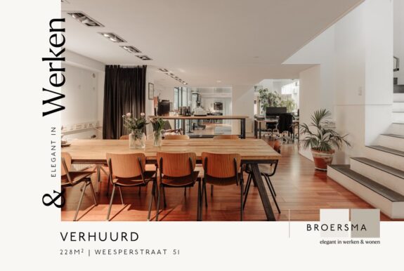 Namens Woonstichting Lieven de Key heeft Broersma Werken de kantoorruimte op de begane grond en eerste verdieping van de Weesperflat mogen verhuren.